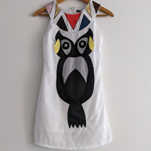 People's Market White Dress with Large Owl Size S - Picture 1 of 11